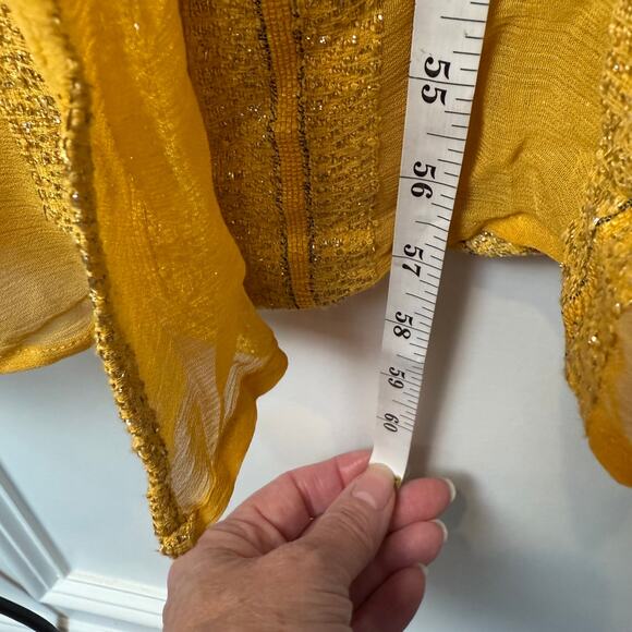 En Crème Mustard Yellow Maxi Dress S Boho Festival Metallic Embroidery NWT - Picture 8 of 9